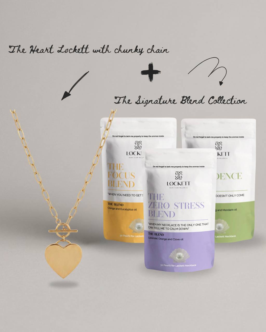 The Complete Wellness Set including the Heart Løckett with chunky chain