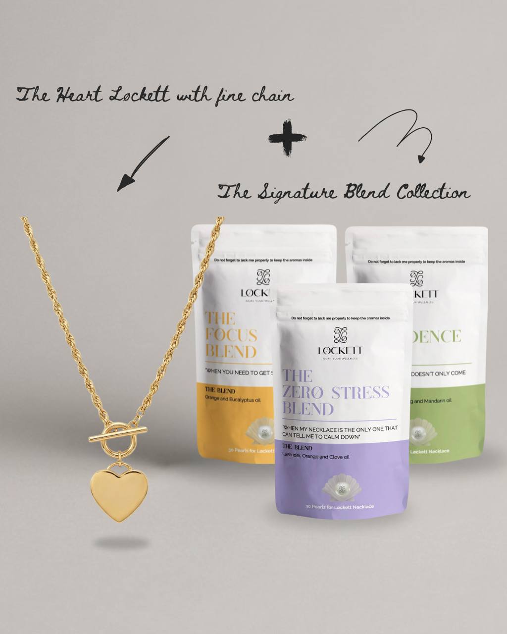 The Complete Wellness Set including the Heart Løckett with fine chain